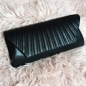 Shimmer Black Envelope Clutch Formal Chain Strap Handbag